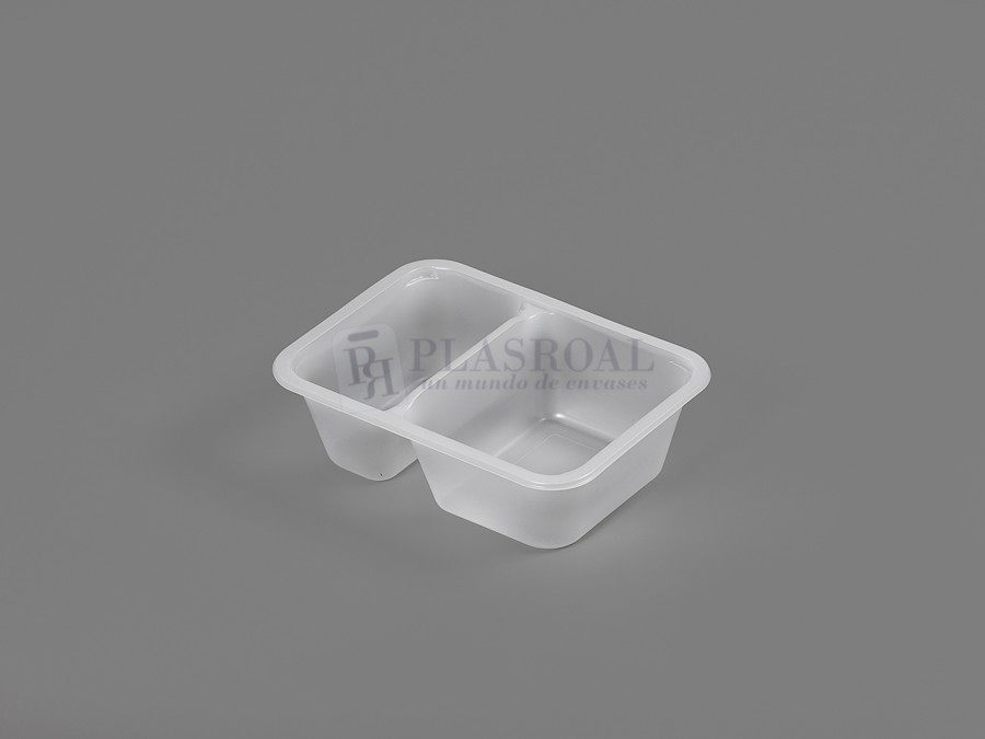 Envase Termosellado Pp 187 X 137 H55 Mm. 2 Compartimentos 60-40 Pr Transparente