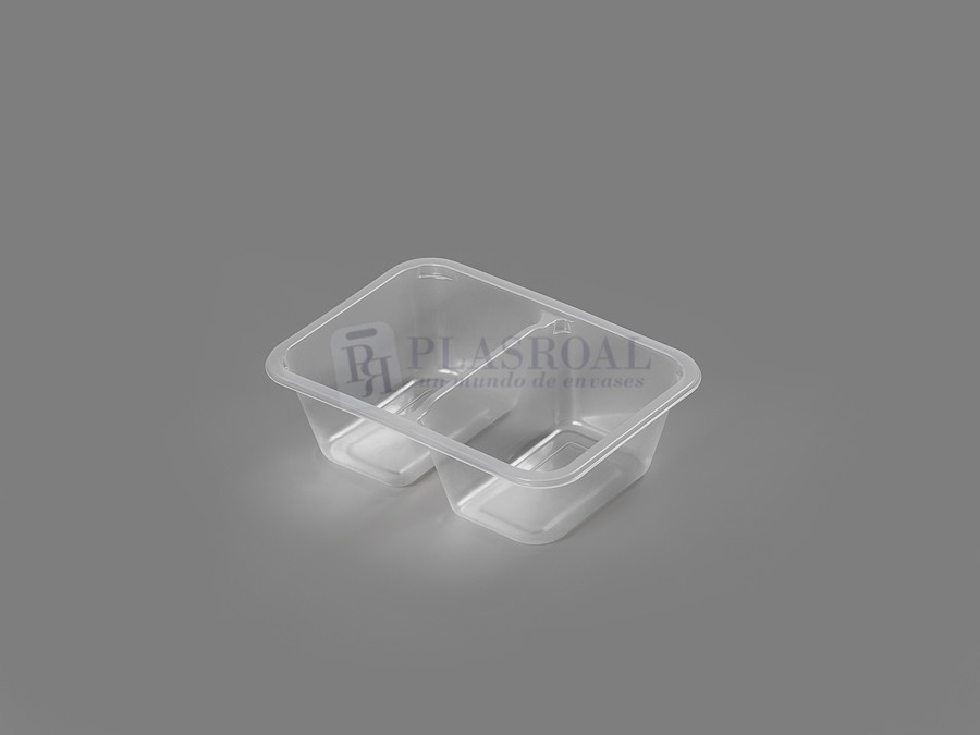 Envase Termosellado Pp 187 X 137 H55 Mm. 2 Compartimentos 50-50 Pr Transparente