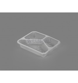 Bandejas Termosellable Pp Tres Compartimentos 228 X 178  H-45 mm. Inyección Transparente