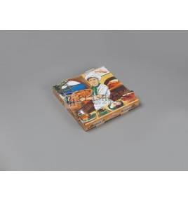 Caja cartón pizza decorada 26x26x3,5