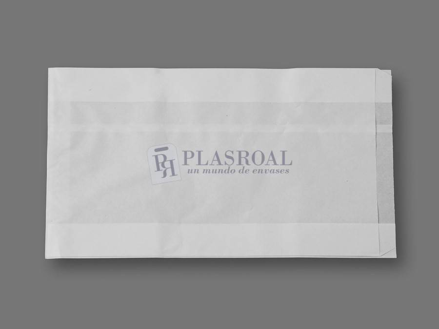 Bolsa de papel antigrasa blanca 23+ 8x41